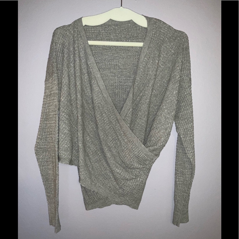 Grey crossed sweater